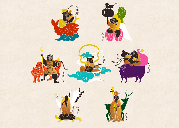 福福しい七福神さまがロビーラウンジに